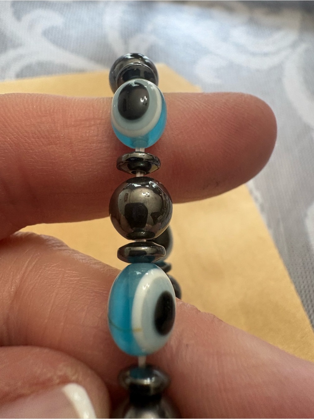 Blue Evil Eye Beaded Stretch Bracelet